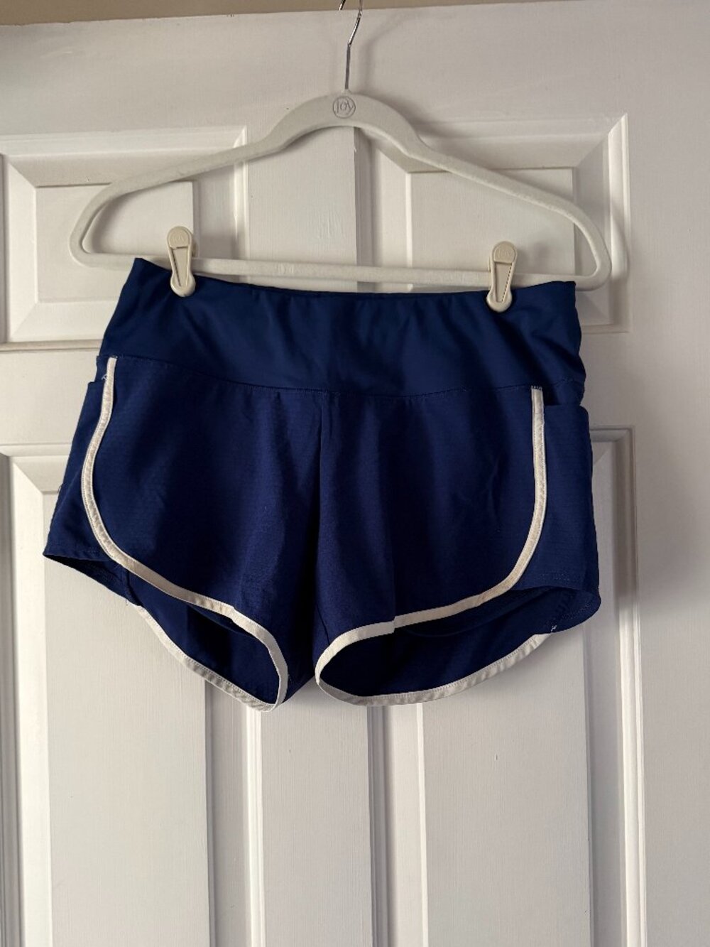 Oiselle Track Star Shorts Size 6 Blue with White Piping